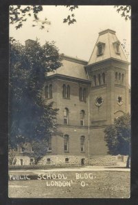 RPPC LONDON OHIO PUBLIC SCHOOL BUILDING VINTAGE 1908 REAL PHOTO POSTCARD