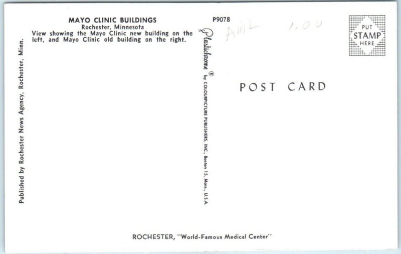 Postcard - Mayo Clinic Buildings - Rochester, Minnesota