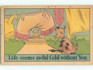 Pre-Linen comic DOG IS LONELY WITHOUT COMPANION k3733