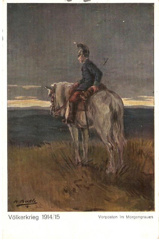 World War 1914/15. Soldier on horse Antique German postcard