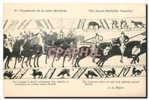 Old Postcard Tapestry of Queen Mathilde troops on horseback