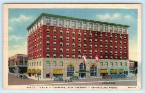 TEXARKANA, Texas TX & Arkansas AR ~ Roadside HOTEL GRIM ca 1930s Postcard