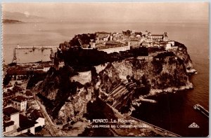 Monaco Monte Carlo Le Rocher Prise De L'Observatoire Real Photo RPPC Postcard