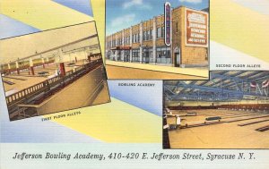 Syracuse New York Jefferson Bowling Academy, Multi-View Linen Vintage PC U11122