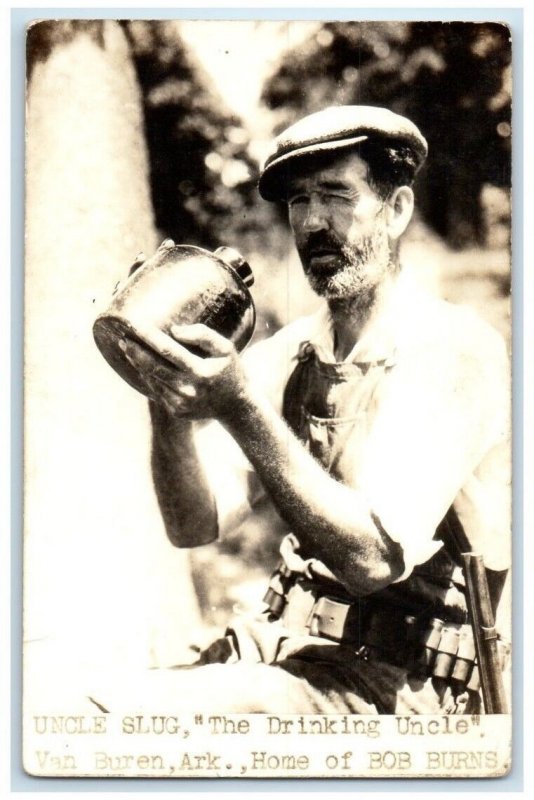 c1940's Uncle Slug Drinking Moonshine Bob Burns Van Buren AR RPPC Photo Postcard