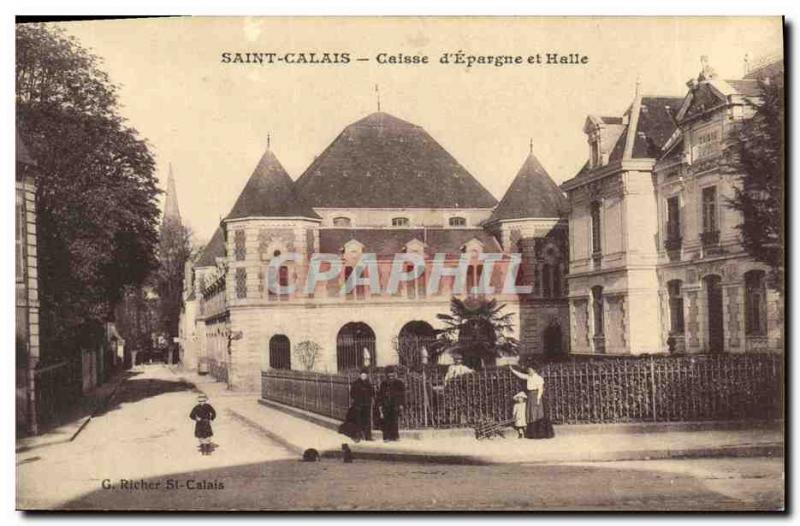 Old Postcard Bank Caisse d & # 39Epargne and Halle Saint Calais