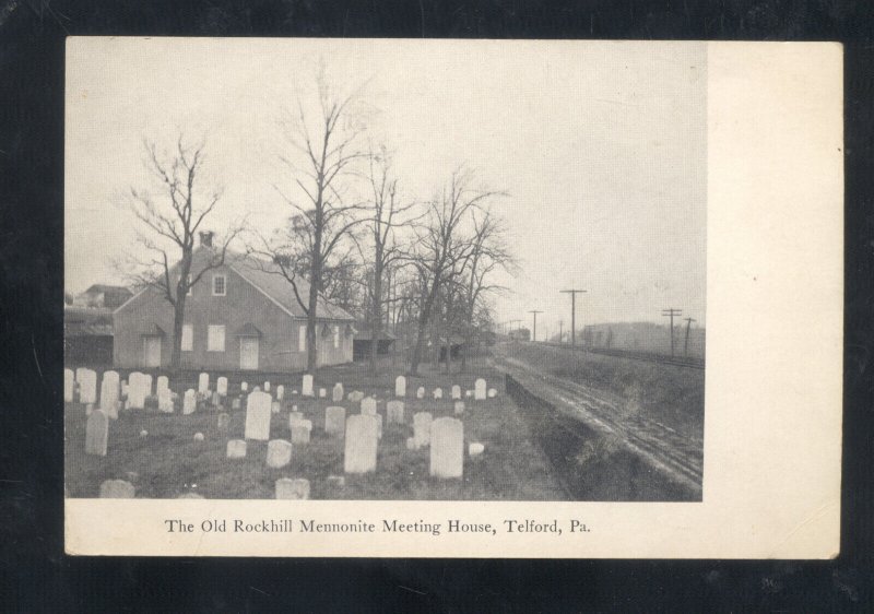 TELFORD PENNSYLVANIA PA. MENNONITE MEETING PLACE CEMETERY 1908 VINTAGE POSTCARD