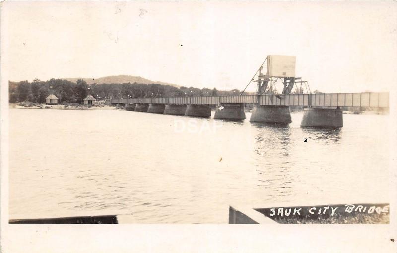 B72/ Sauk City Bridge Wisconsin Wi Postcard Real Photo RPPC c1910 Bridge