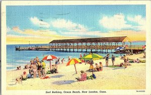 Surf Bathing Ocean Beach New London Conn. Vintage Postcard Standard View Card #2 