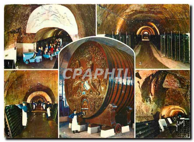 Postcard Modern Champagne diferents aspects of sensational tour of Caves