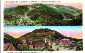 1920s Bird's Eye View Cumberland Gap TN Dual View Postcard
