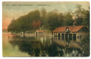 Boat House Lake Carasaljo Lakewood New Jersey 1916 postcard