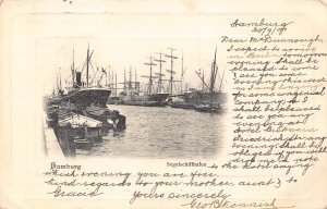 Germany Hamburg Segelschiffhafen Steamboat Port 1901 vintage postcard C312