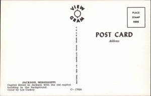 Jackson Mississippi MS Street Scene Cars Visible Signs 1950s-60s Postcard