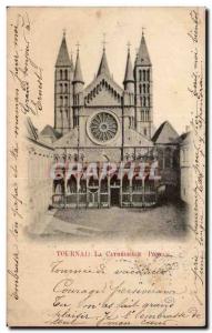 Old Postcard Tournai cathedral Portal