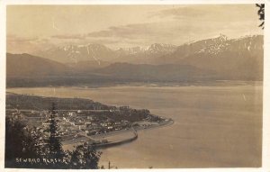 RPPC SEWARD, AK Bird's-Eye View Alaska ca 1910s Vintage Real Photo Postcard