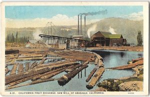 Antique Postcard GRAEAGLE California Fruit Exchange Saw Mill 1910s Plumas County