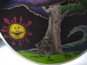 Grateful Dead Vintage Original Car Window Decal Skeleton Smoking Rainbow Tree