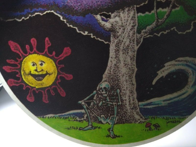 Grateful Dead Vintage Original Car Window Decal Skeleton Smoking Rainbow Tree