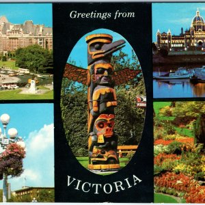 c1970s Victoria, British Columbia Greetings Totem Pole Gardens Chrome 4x6 PC M23