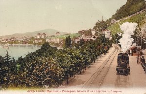 Train Steam Locomotive, Simplon Orient Express Depot 1910s Montreux, Switzerland