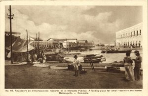 colombia, BARRANQUILLA, Atracadero de Embarcaciones (1920s) Postcard