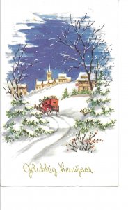 Horse carriages in snowy landscapes Lot of 4 vintage Dutch New Year Greetings