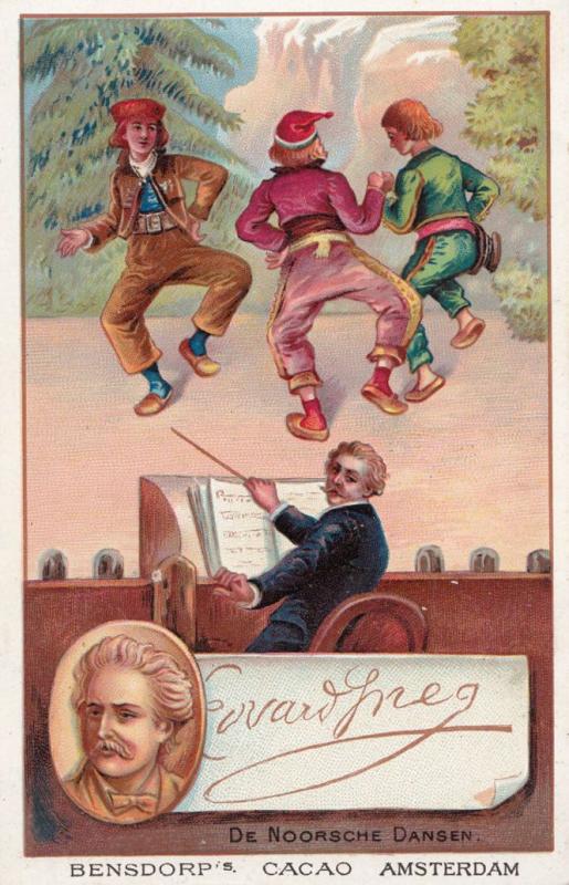 Grieg Classical Composer Printed Signed Bendorps Postcard Antique Trade Card