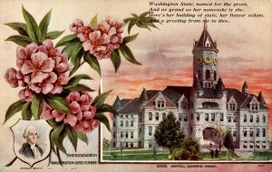 WA - State Flower & Capitol. Rhododendron & Olympia