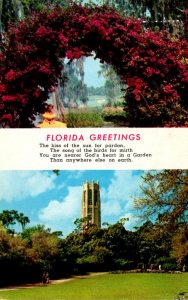 Florida Greetings Showing Cypress Gardens and Singing Tower