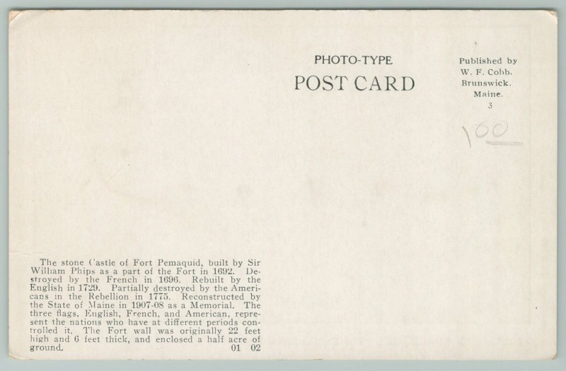Pemaquid Beach Maine~The Fort~Fish Point~c1910 Postcard