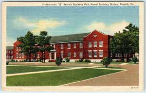 NORFOLK, Virginia  VA   NAVAL TRAINING STATION ~ Barracks G ca 1940s Postcard