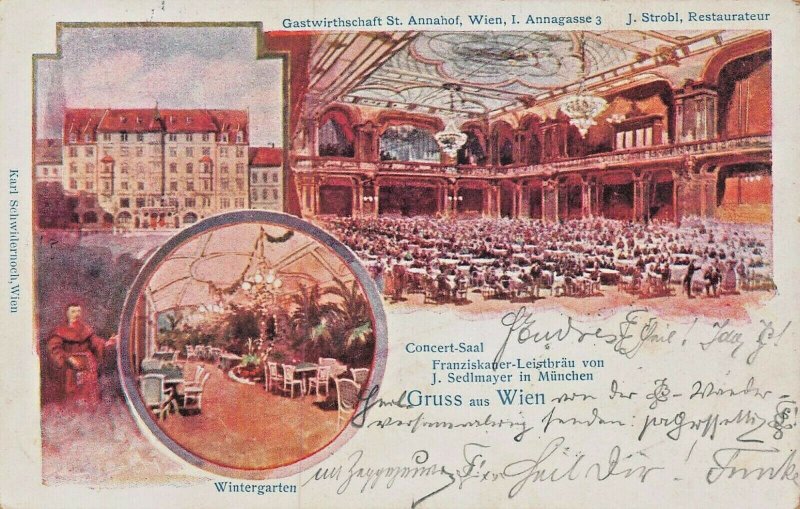 WIEN VIENNA AUSTRIA~CONCERT SAAL-WINTERGARTEN~1902 K SCHWIDERNOCH POSTCARD