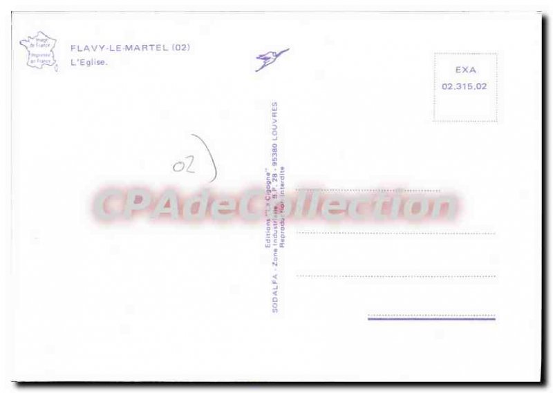 Postcard Old Flavy le Martel Church