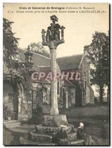 Old Postcard Cross and Calvary of Brittany Corix adorned near the Notre Dame ...