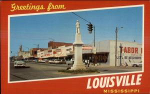Civil War Confederate Monument Louisville MS Postcard