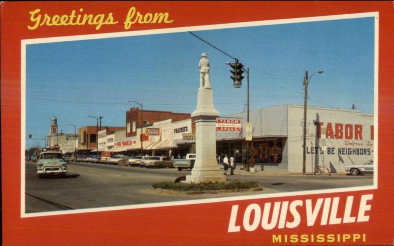 Civil War Confederate Monument Louisville MS Postcard