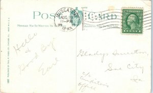 1919 Post Office Muscatine Iowa Postcard