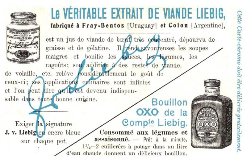 Trade card French, Bouillon OXO,  le Veritable Extrait de Viande Liebig, Colo...