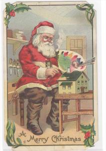 Santa Claus Painting a Doll House