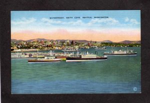 WA Harbor Smith Cove Steamers Steamships Ships Seattle Washington Postcard