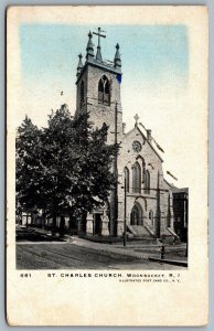 Postcard Woonsocket Rhode Island c1905 St. Charles Church Providence County