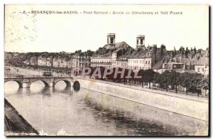 Old Postcard Besancon Les Bains Bridge Beating Strasbourg Quays and Veil Picard