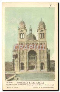 Old Postcard Marseille Bouches du Rhone Modern Cathedral Facade principale Is...