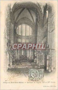Postcard Abbey of Mont Saint Michel Interior of the Church