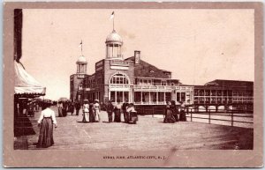 VINTAGE POSTCARD BOARDWALK SCENE AT STEEL PIKE ATLANTIC CITY N.J. c. 1900 ULLMAN
