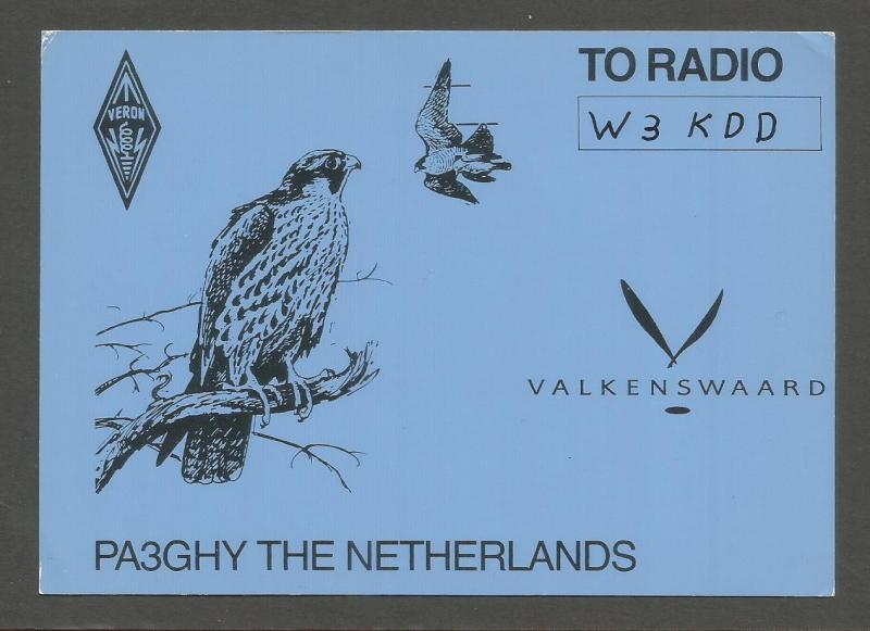 QSL AMATEUR RADIO CARD – VALKENSWAARD, THE NETHERLANDS – 1993 - FALCON