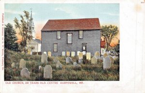 CENTRE HARPSWELL MAINE~OLD CHURCH & GRAVEYARD~1900s POSTCARD