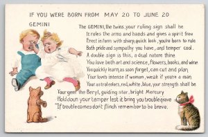 Horoscope Astrology Zodiac Sign GEMINI Month of the Year 1907 Postcard L42