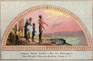 Postcard NATIVE INDIAN SCENE Albany New York NY AI4634